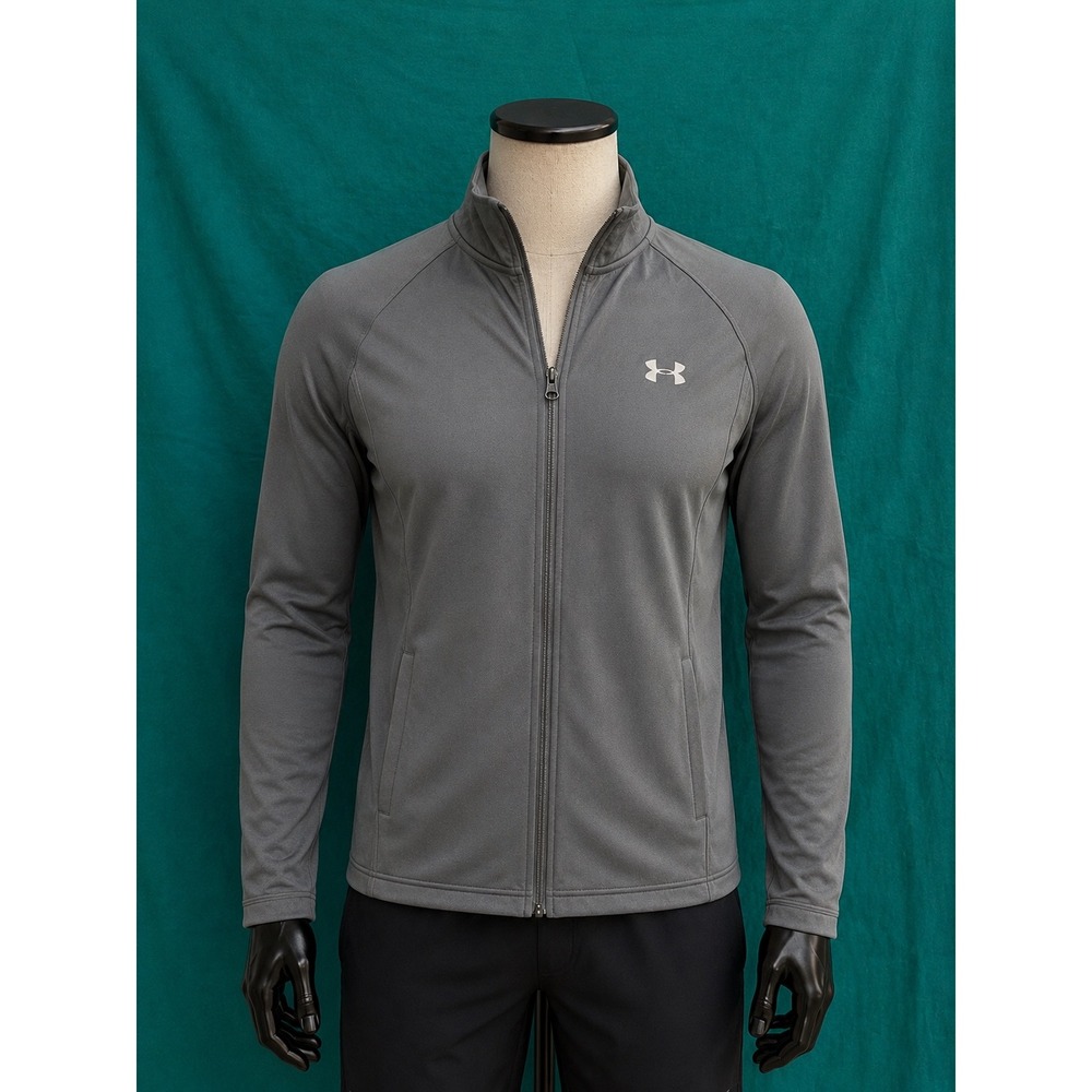 Under Armour Boys Youth Small Gray‎ Full Zip Track Jacket Mock Neck Warm Up YSM